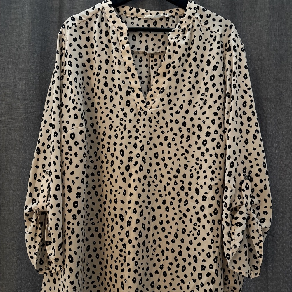 Leopard print work top plus size 3x
